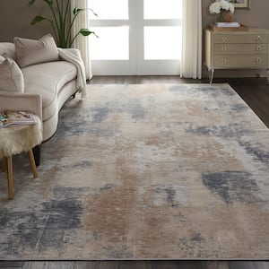 Rustic Textures Beige/Grey 9 ft. x 13 ft. Abstract Contemporary Area Rug
