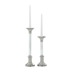 Silver Aluminum Candle Holder (Set of 2)