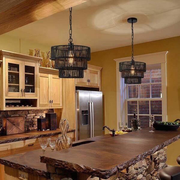 Sefinn Four Boho 1-Light Hand-Woven Rattan Round Pendant Sefinn Four Boho 1-Light Hand-Woven Rattan Round Pendant