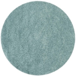 Athens Shag Seafoam 7 ft. x 7 ft. Round Solid Area Rug