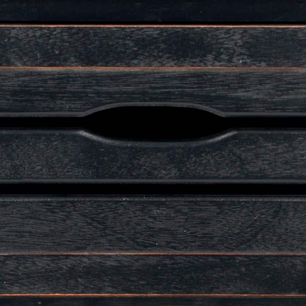Transitional Samara 3-Drawer Distressed Black Pine Cabinet