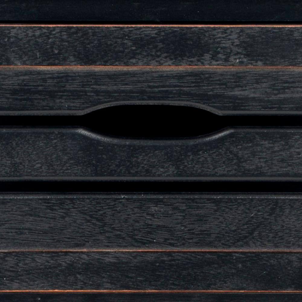 Transitional Samara 3-Drawer Distressed Black Pine Cabinet