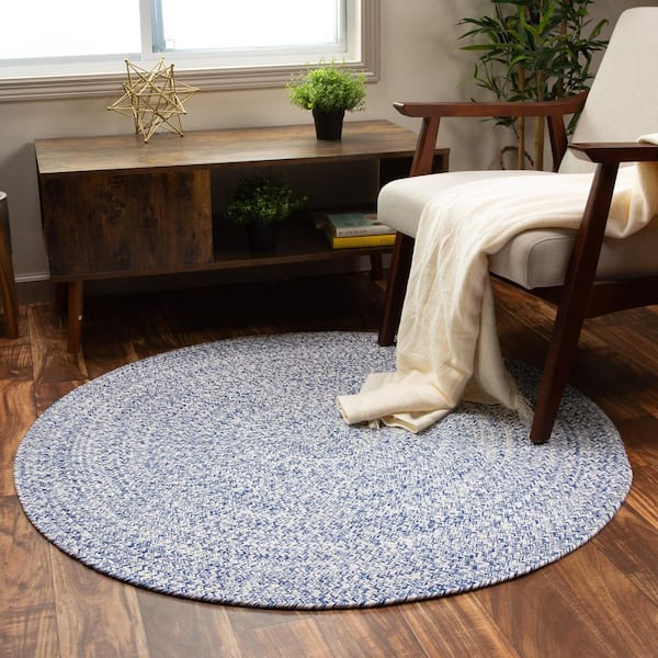 Super Area Rugs Braided Farmhouse Blue 4 ft. x 4 ft. Round Cotton Area Rug  SAR-RST01A-BLUE-4R - The Home Depot