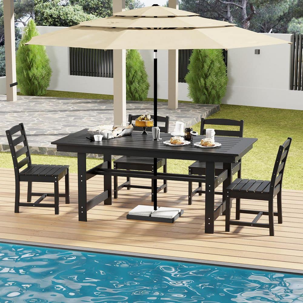 6-Piece HDPE Patio Dining Chairs, Heavy Duty Wood-Like Outdoor Dining Chairs for Garden, Deck, Lawn, Black price history on PriceWatchPro