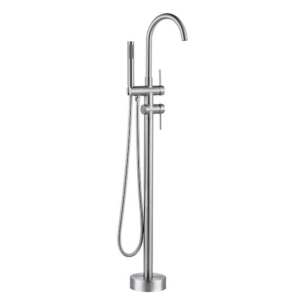 2-Handle Freestanding Tub Faucet with Hand Shower in. Brushed Nickel