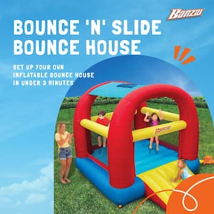 Canopy Bouncer PVC Inflatable Slide and Shaded Backyard Bounce House, Multi-Color