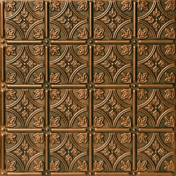 Emmas Flowers Antique Bronze 1.6 ft. x 1.6 ft. Decorative Foam Glue Up Ceiling Tile (259.2 sq. ft. /case)