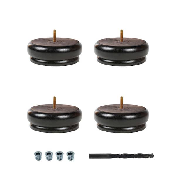 American Pro Decor 2 in. x 5-1/2 in. Stained Espresso Solid Hardwood Round Bun Foot (4-Pack)