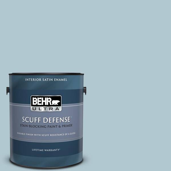 BEHR ULTRA 1 gal. #T15-8 Elusive Blue Extra Durable Satin Enamel Interior Paint & Primer