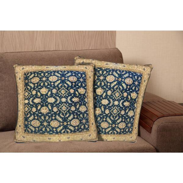 Home Dynamix Printed Cotton 20 in. Teal Decorative Pillow