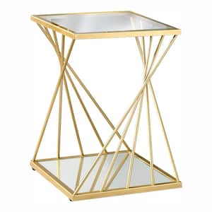 Patapsco 16 in. Gold Coating Square Glass Top Side Table