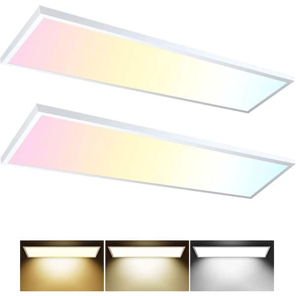 1 ft. x 4 ft. 4400 Lumens Dimmable Integrated LED Flat Panel Ceiling Flush Mount Fixture with Selectable 3CCT (2-Pack)