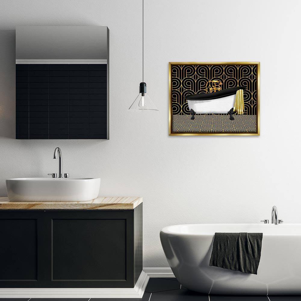 Bathroom in Deco Style by Conrad Knutsen Gold Floater Frame Abstract Graphic Art Print 25 in. x 31 in. price history on PriceWatchPro