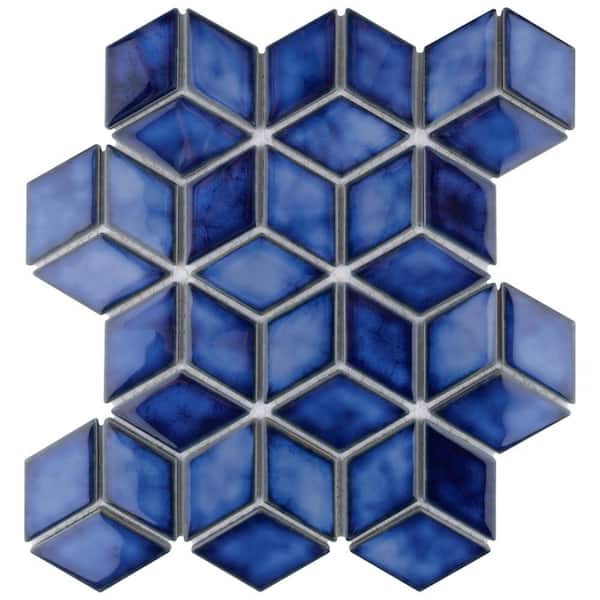 Merola Tile Hudson Rhombus Sapphire 10-1/4 in. x 11-3/4 in. Porcelain Mosaic Tile (8.6 sq. ft./Case)