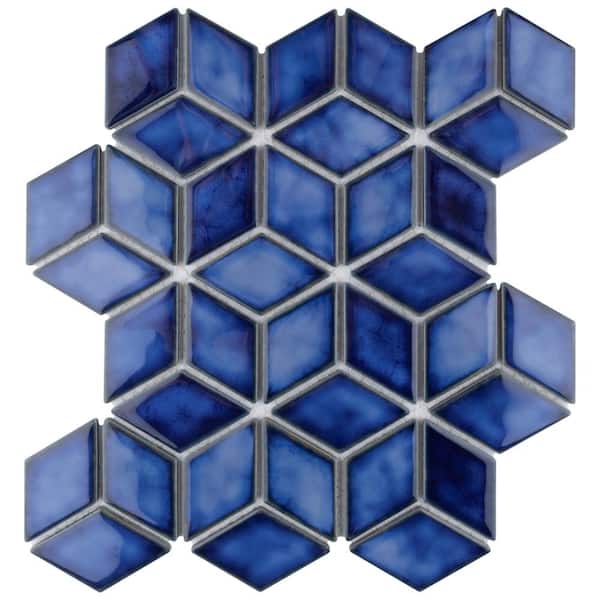 Merola Tile Hudson Rhombus Sapphire 6 in. x 6 in. Porcelain Mosaic Take Home Tile Sample