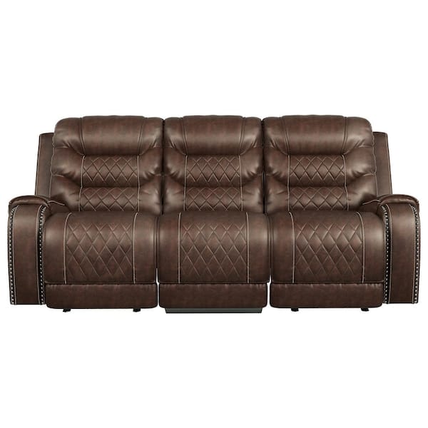 EVERGLADE HOME Bergen 86.5 in. Round Arm Microfiber Straight in Brown