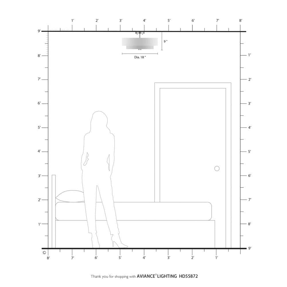 Swaney 18" Brushed Nickel Drum Ceiling Light with Glass Diffuser
