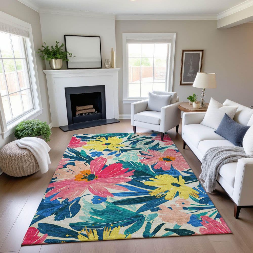 Mayfield Premium Machine Washable Abstract AMF1481 Blush 5 ft. x 7 ft. 6 in. Area Rug price history on PriceWatchPro