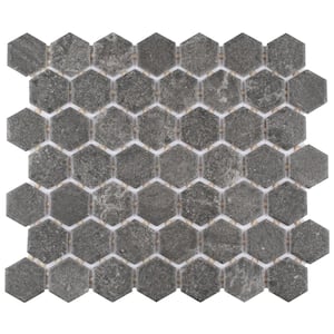 Liverpool Hex Dark Grey 10-3/8 in. x 11-3/8 in. Ceramic Mosaic Tile (0.84 sq. ft./Each)