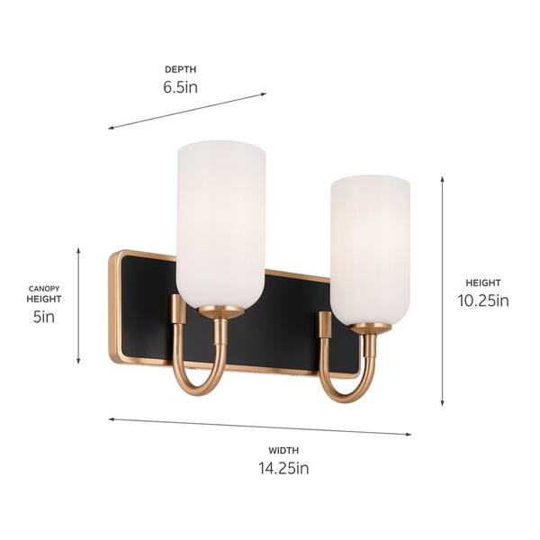 KICHLER Solia 14.25 in. 2-Light Champagne Bronze with Black KICHLER Solia 14.25 in. 2-Light Champagne Bronze with Black