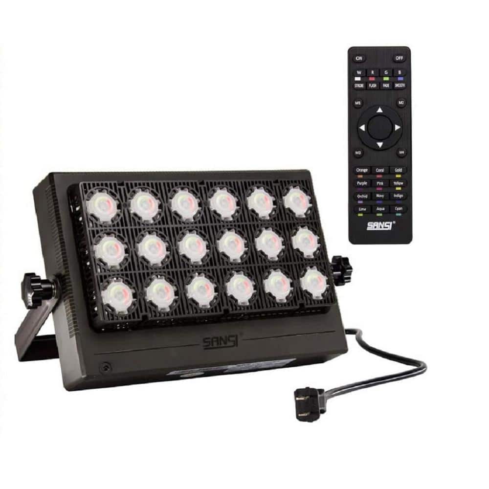 SANSI 100-Watt Black RGB Color Changing Outdoor Integrated LED IP66  Waterproof Panel Flood Light with Remote Control 01-06-001-021018 - The  Home Depot