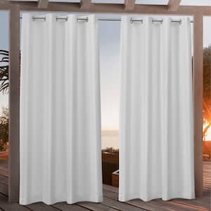 Canvas Winter White Solid Light Filtering Grommet Top Indoor/Outdoor Curtain, 54 in. W x 84 in. L (Set of 2)