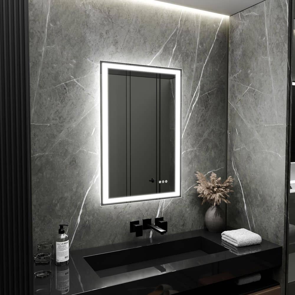 22 in. W x 30 in. H Rectangular Framed Wall Bathroom Vanity Mirror in Matte Black price history on PriceWatchPro