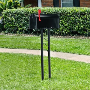Mailbox To Go Black, Medium, Steel, All-In-One Mailbox and Post Combo