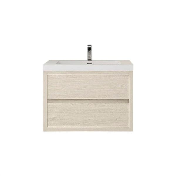 Louis 30 in. W x 20 in. D x 22 in. H Single Sink Floating Bath Vanity in Light Wood with White Acrylic Top