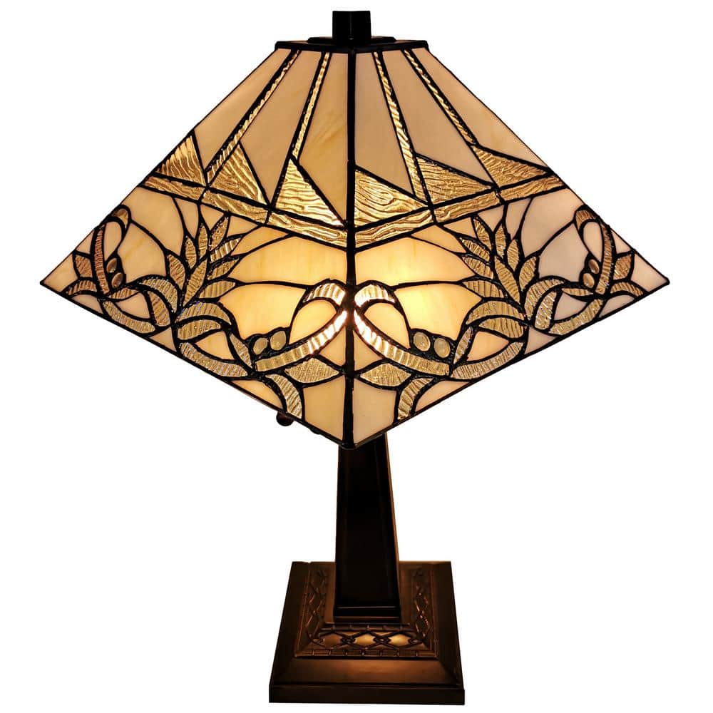 Tiffany Style 22" White Stained Glass Table Lamp
