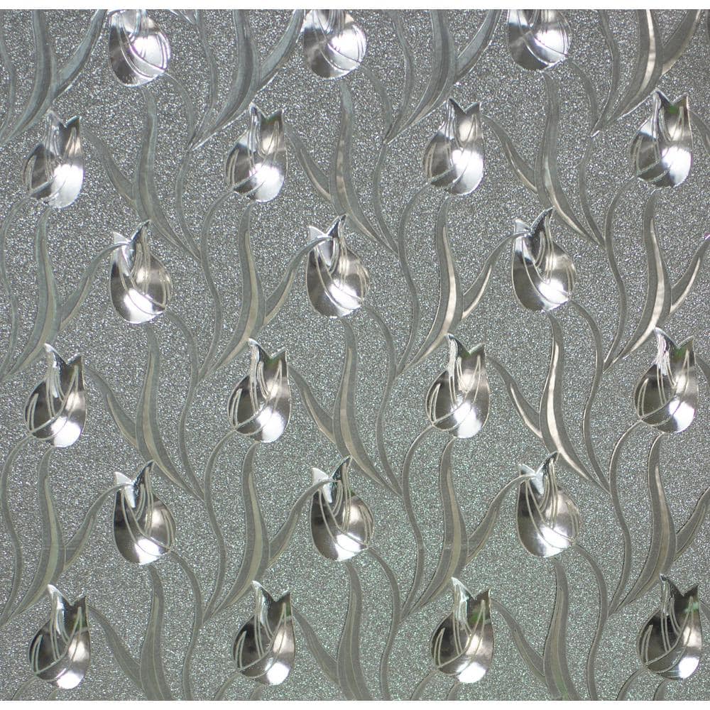 Tulips Silver Vinyl Strippable Roll (Covers 26.6 sq. ft.)
