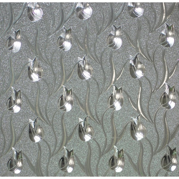 Dundee Deco Tulips Silver Vinyl Strippable Roll (Covers 26.6 sq. ft.)