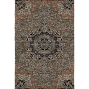 Mayfield Premium Machine Washable Abstract AMF2489 Chocolate 8 ft. x 10 ft. Area Rug