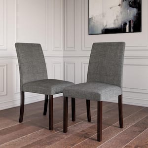 Linen Gray/Dark Pine Upholstered Parsons Chairs (Set of 2)
