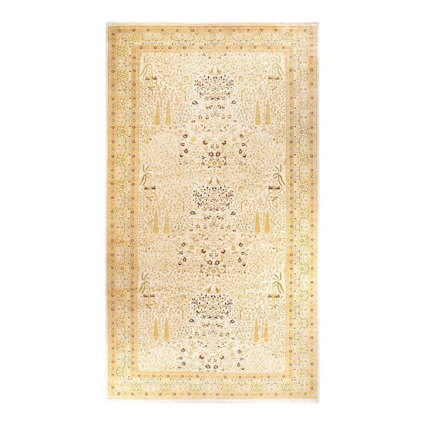 Mogul Traditional Ivory 10 ft. 3 in. x 19 ft. 3 in. Oriental Area Rug