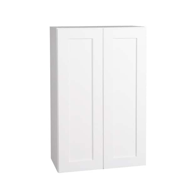 Krosswood Doors Ready to Assemble 27x42x13 in. Shaker 2 Door Wall Cabinet in White with Soft-Close