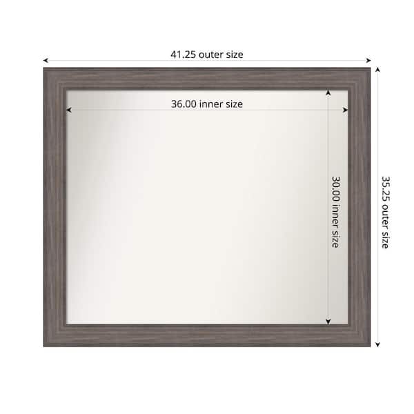 Amanti Art Country Barnwood 41.25 in. W. x 35.25 in. Custom Non-Beveled Wood Framed Bathroom Vanity Wall Mirror