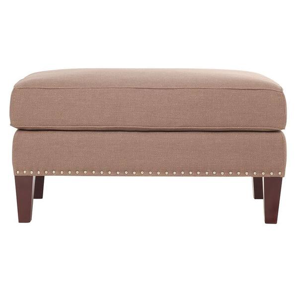 Unbranded Fulham Nailhead Polyester 1-Piece Ottoman in Chinchilla