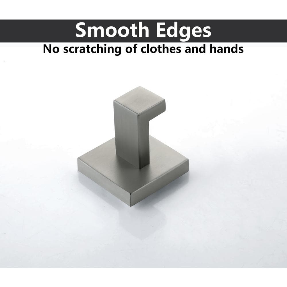 Brushed Nickel Stainless Steel Square J-Hook Towel and Robe Hook