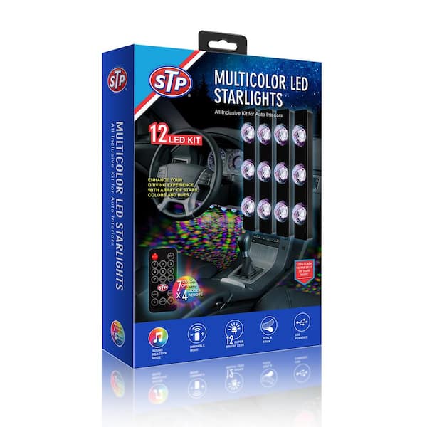 STP Multi-Color Car Interior LED Starlight Kit, Customizable, Sound-Reactive (4-Pack)
