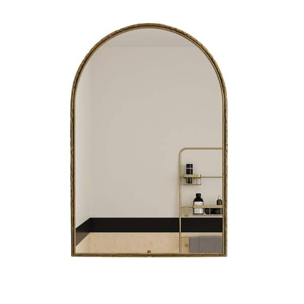 Avex Gold 24 in. W x 36 in. H Art Deco Arch Iron Framed Mirror