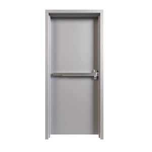 36 in. x 80 in. Left-Handed Gray Primed Steel Commercial Door Kit with Panic Device and 180 Minute Fire Rating