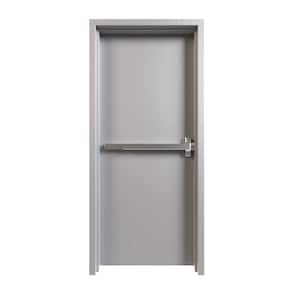 36 in. x 80 in. Left-Handed Gray Primed Steel Commercial Door Kit with ...