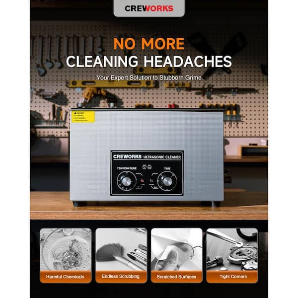 CREWORKS 30L Ultrasonic Cleaner with Heater and Timer, 600 CREWORKS 30L Ultrasonic Cleaner with Heater and Timer, 600