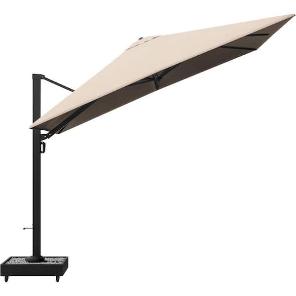 Halmuz 12 ft. Aluminum 360° Rotation Square Cantilever Patio Umbrella with Base in Sand