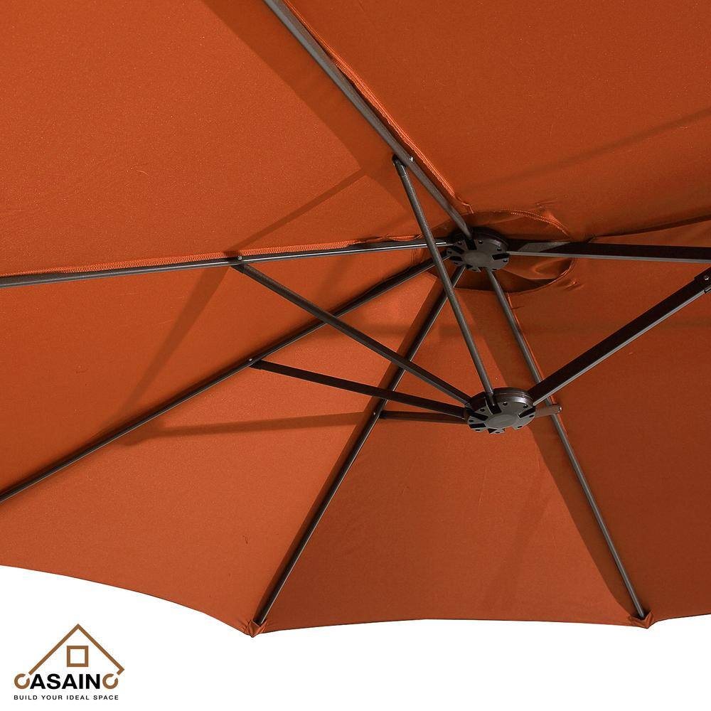 15 ft. Orange Aluminum Double-Sided Market Patio Umbrella with Base