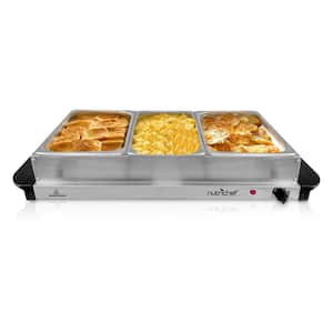 3-Burner 15 in. Stainless Steel Food Warming Tray / Buffet Server / Hot Plate