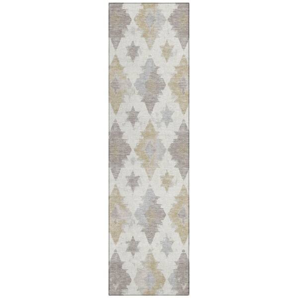 Chantille Machine Washable Indoor/Outdoor Abstract ACN3062 Ivory 2 ft. x 7 ft. Runner Rug