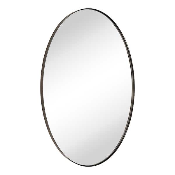 TEHOME Javell 20 in. W x 30 in. H Small Oval Metal Framed Wall Mounted Bathroom Vanity Mirror in Oil Rubbed Bronze