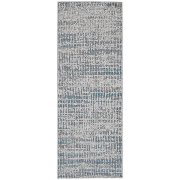 HomeRoots Gray and Ivory Abstract 2 ft. x 8 ft. Runner Rug